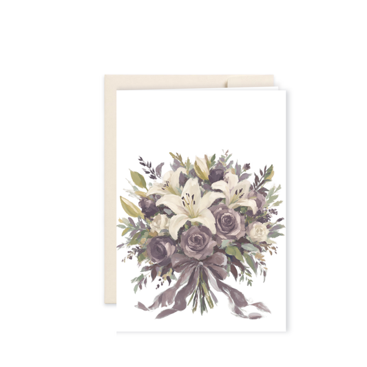 Pressed Garden Collection | Moody Floral Greeting Card | Plum & Cream Botanical Watercolor | Blank Inside